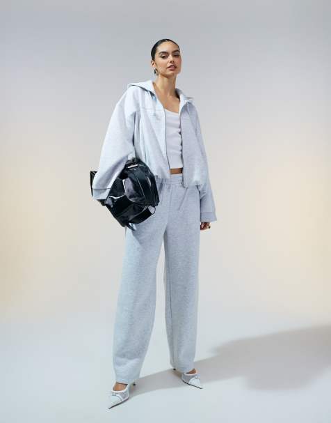 ASOS DESIGN - Co-ord set van vest met capuchon en joggingbroek in gemêleerd grijs - view 1