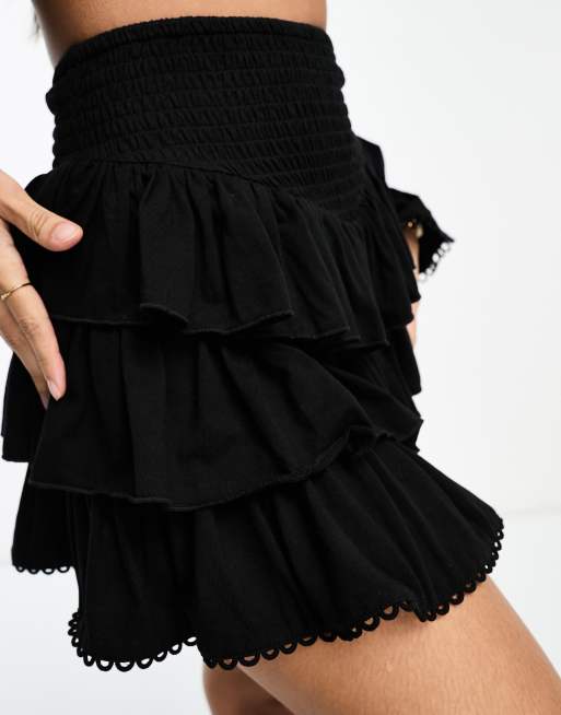 Black ruffle shop skirt 5x7