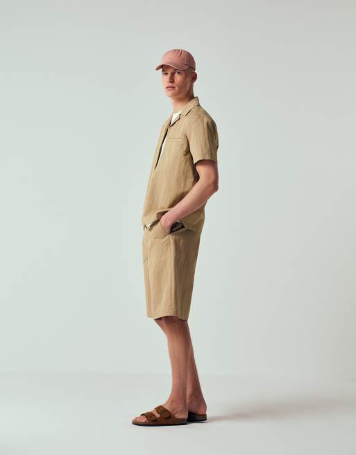 ASOS DESIGN co-ord shirt in beige, 2 of 12