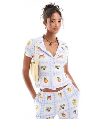 ASOS DESIGN co-ord shirt in gingham fruit print | ASOS