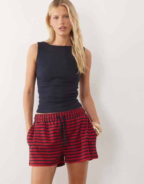 ASOS DESIGN co-ord short in navy stripe - view 1