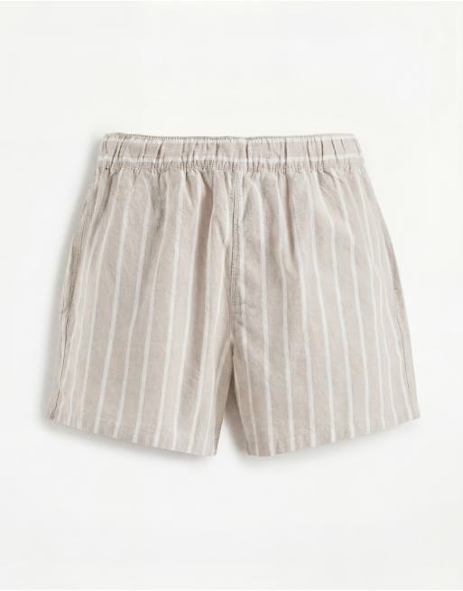 ASOS DESIGN co-ord short length linen look striped shorts in green, 6 of 7