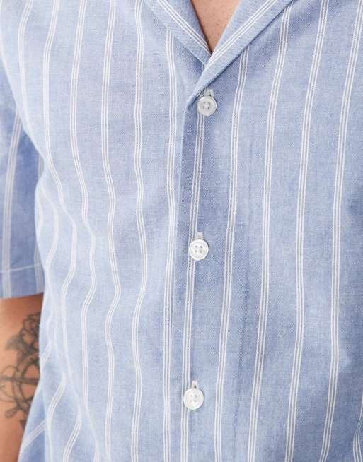ASOS DESIGN co-ord short sleeve shirt in blue stripe, 5 of 5