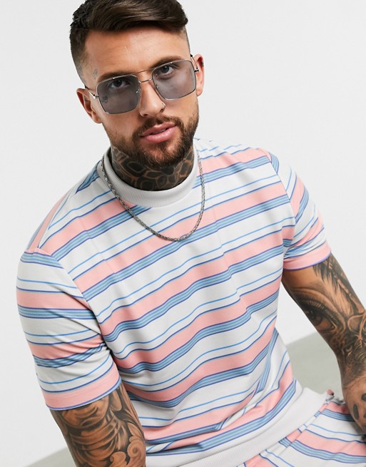 ASOS DESIGN co-ord super heavyweight t-shirt in stripes