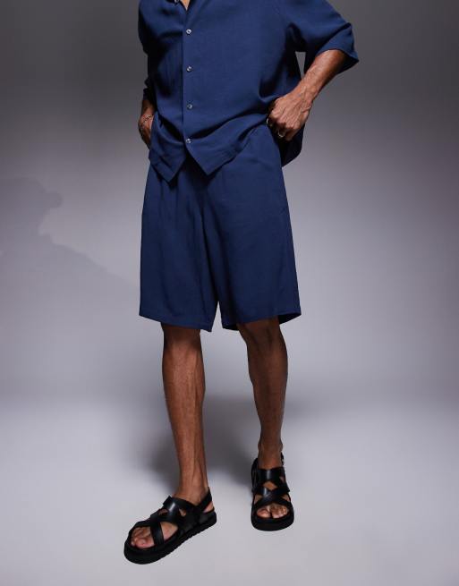 ASOS DESIGN co-ord shorts in long length in navy, 2 of 4