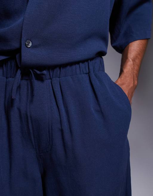 ASOS DESIGN co-ord shorts in long length in navy, 3 of 4