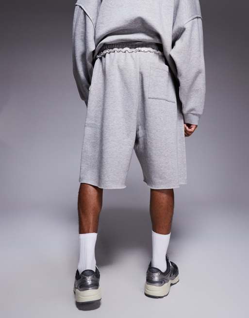 ASOS DESIGN – Szorty w szarym melanżowym kolorze z surowym wykończeniem, część zestawu