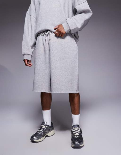 ASOS DESIGN – Szorty w szarym melanżowym kolorze z surowym wykończeniem, część zestawu