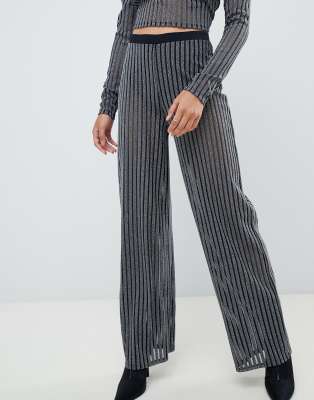 black trousers with glitter stripe