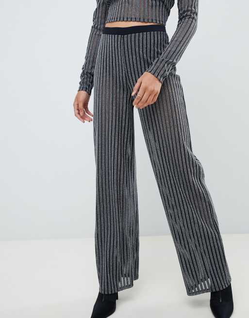 ASOS DESIGN Tall pull on pants in gray stripe