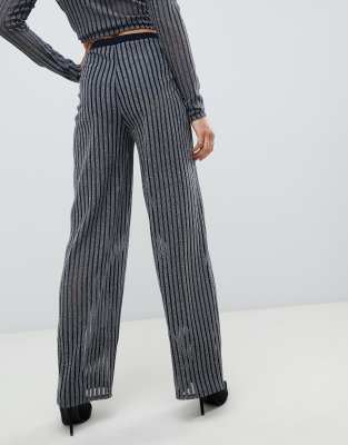 black trousers with glitter stripe