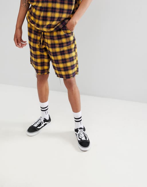 Mens yellow plaid on sale shorts