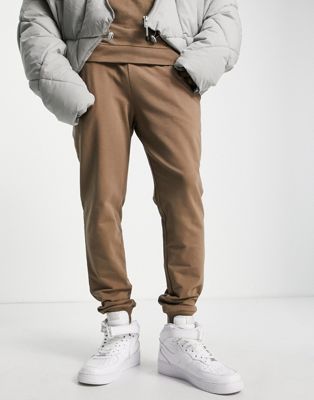 ASOS DESIGN co-ord skinny joggers in washed brown