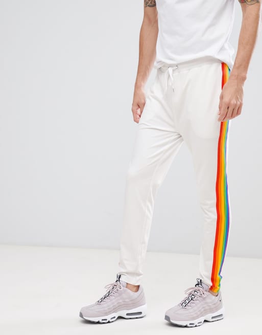 ASOS DESIGN co ord skinny joggers with rainbow side stripe