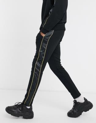 satin side stripe joggers