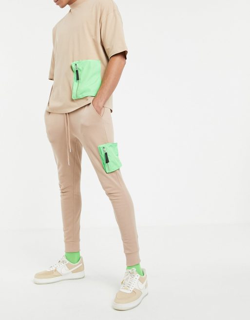 skinny joggers with zip pockets