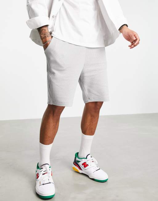 ASOS DESIGN co-ord skinny waffle shorts in grey