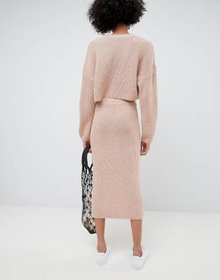 ribbed knit skirt co ord