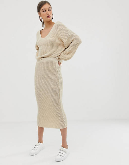 ASOS DESIGN co-ord skirt in ribbed knit