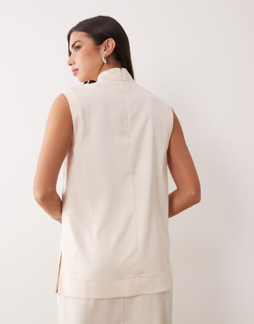 ASOS DESIGN co-ord sleeveless high neck top in satin, 4 of 4