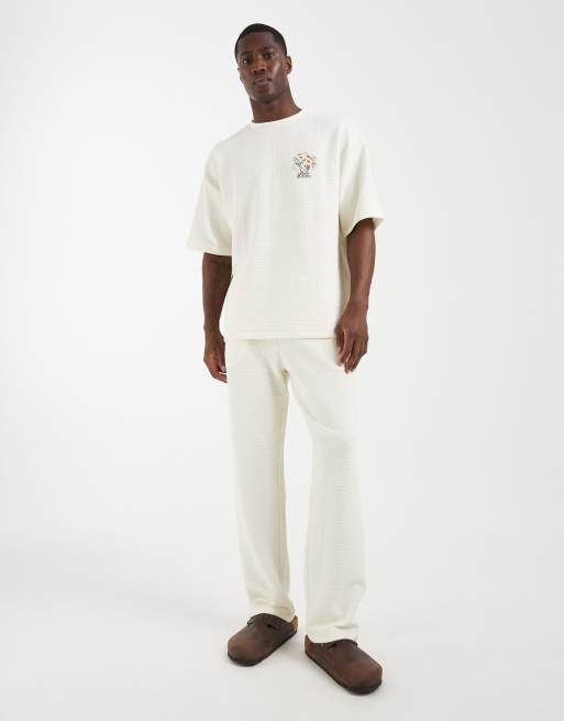 ASOS DESIGN co-ord slim balloon fit linen look jogger in ecru, 3 of 5