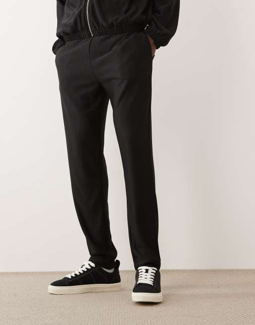 ASOS DESIGN co-ord slim fit joggers in black rib, 3 of 5