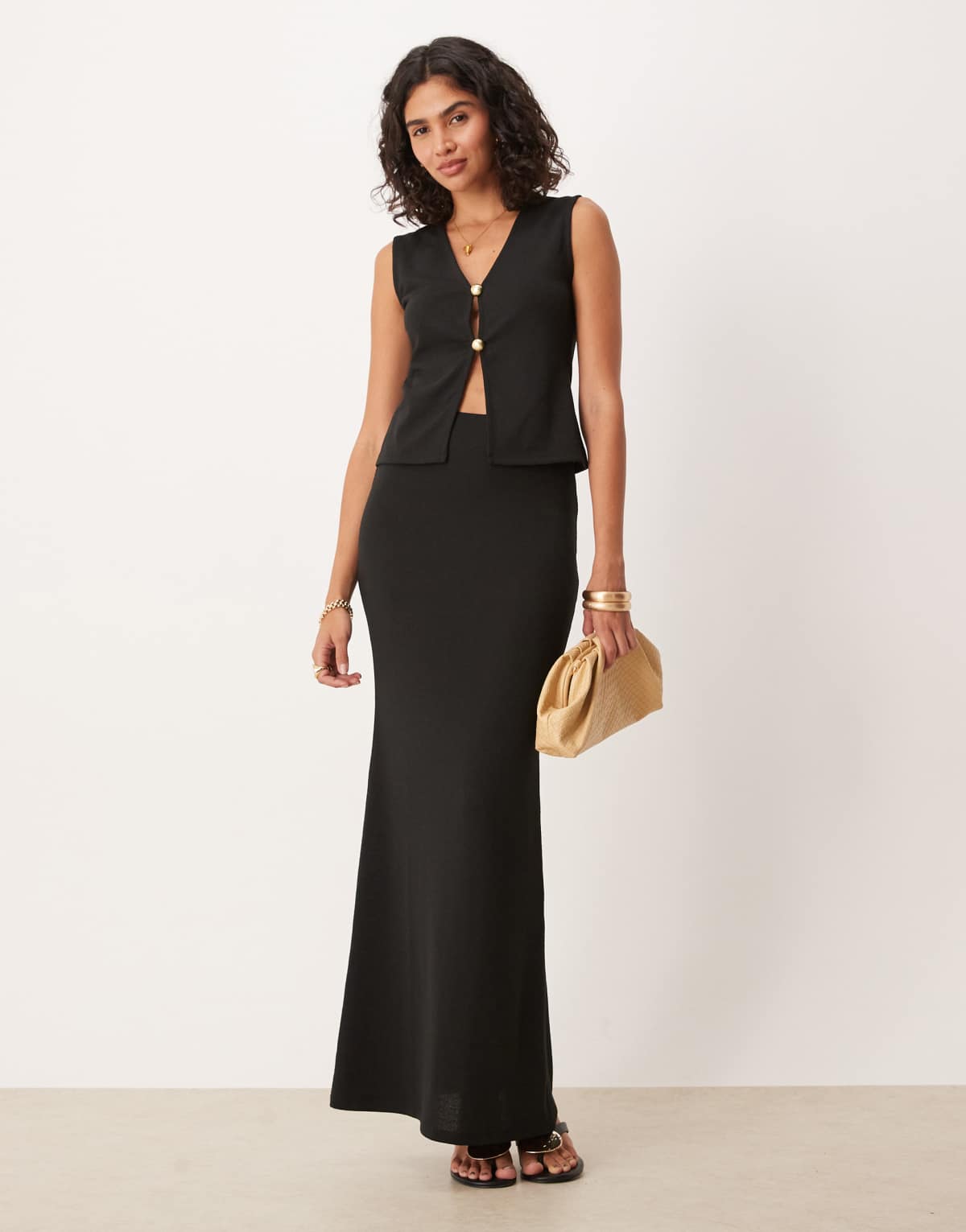 ASOS DESIGN co-ord slim fit maxi skirt in black