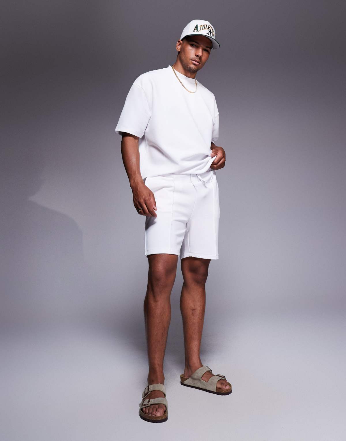 ASOS DESIGN co-ord slim fit shorts in white