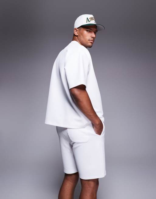 ASOS DESIGN co-ord slim fit shorts in white, 4 of 5