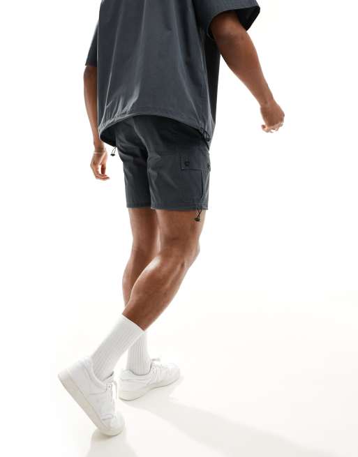 ASOS DESIGN Co-ord slim ripstop cargo shorts in washed black