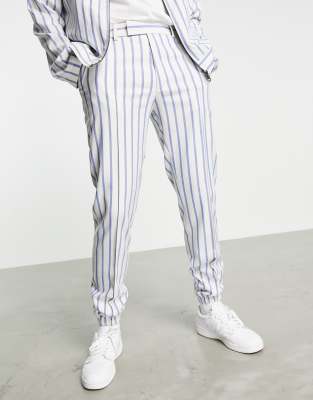 Blue joggers cheap white stripe