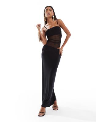 Shop ASOS DESIGN co ord slinky double layer maxi skirt in black Online – Trendy & Affordable Fashion