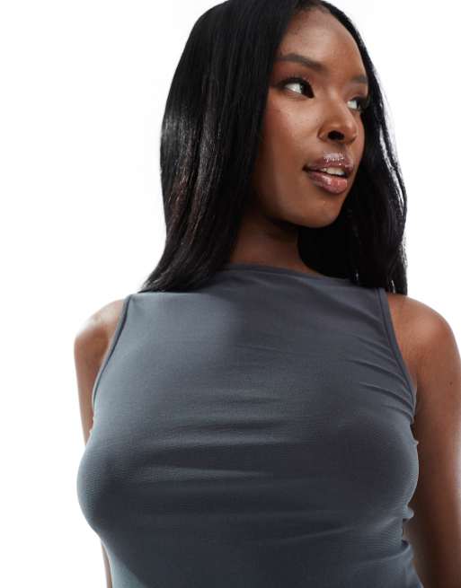 ASOS DESIGN co-ord slinky tank top in charcoal, 2 of 4