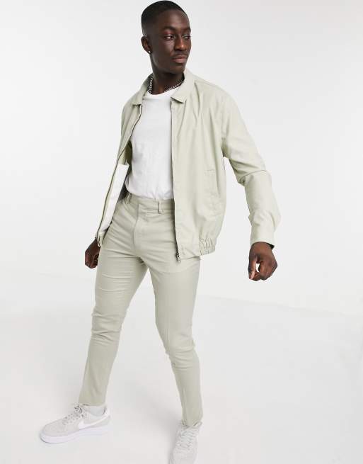 ASOS DESIGN co ord smart harrington jacket in stone ASOS