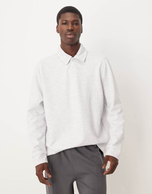 ASOS DESIGN co-ord smart polo shirt in grey marl in scuba-style fabric 