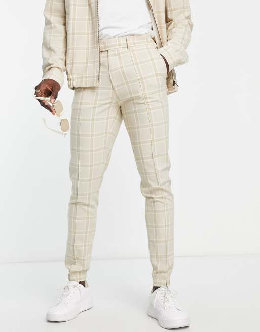 Beige checkered clearance pants