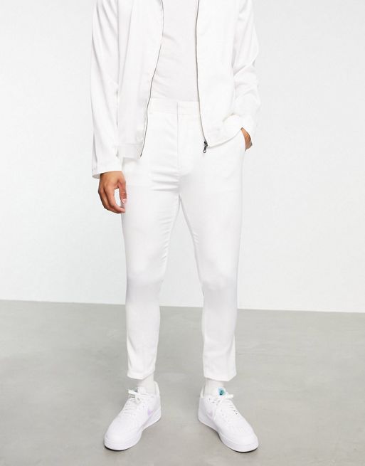ASOS Skinny Suit Cropped Pants In White for Men