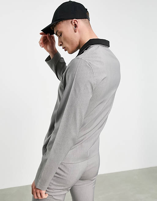 Tracksuits co-ord smart track jacket in grey micro check 