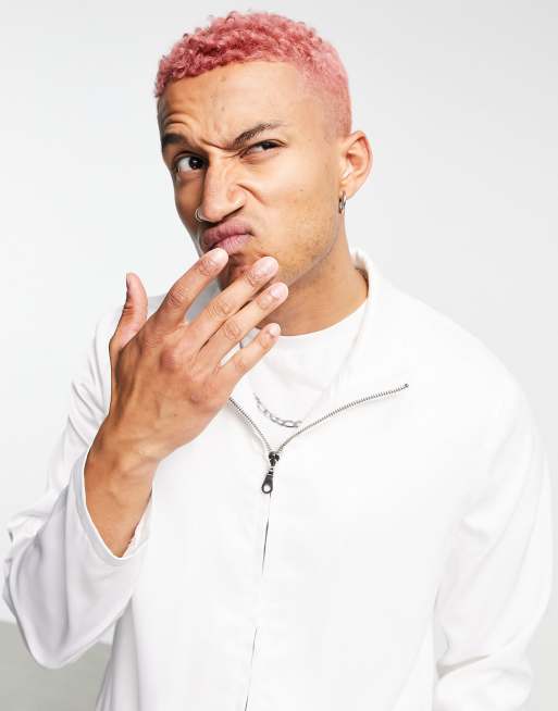 ASOS DESIGN co-ord smart track jacket in white high shine