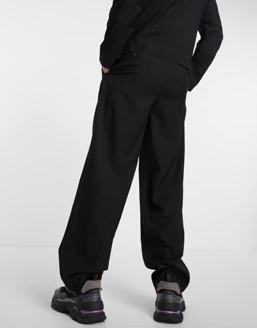 ASOS DESIGN co-ord smart wide leg trouser in black, 2 of 4