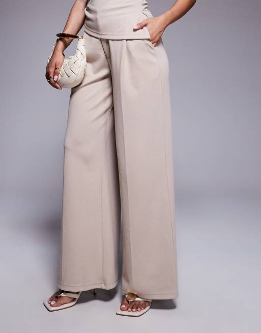 ASOS DESIGN co-ord smart wide leg trousers in stone - STONE, 5 of 5