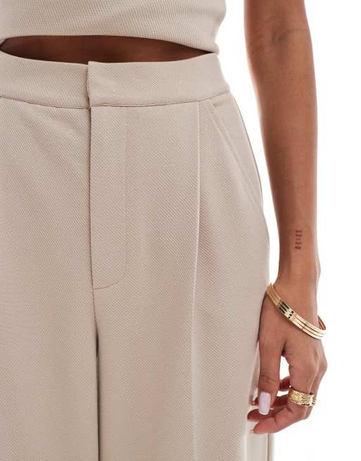ASOS DESIGN co-ord smart wide leg trousers in stone, 4 of 5