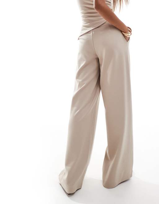 ASOS DESIGN co-ord smart wide leg trousers in stone, 5 of 5