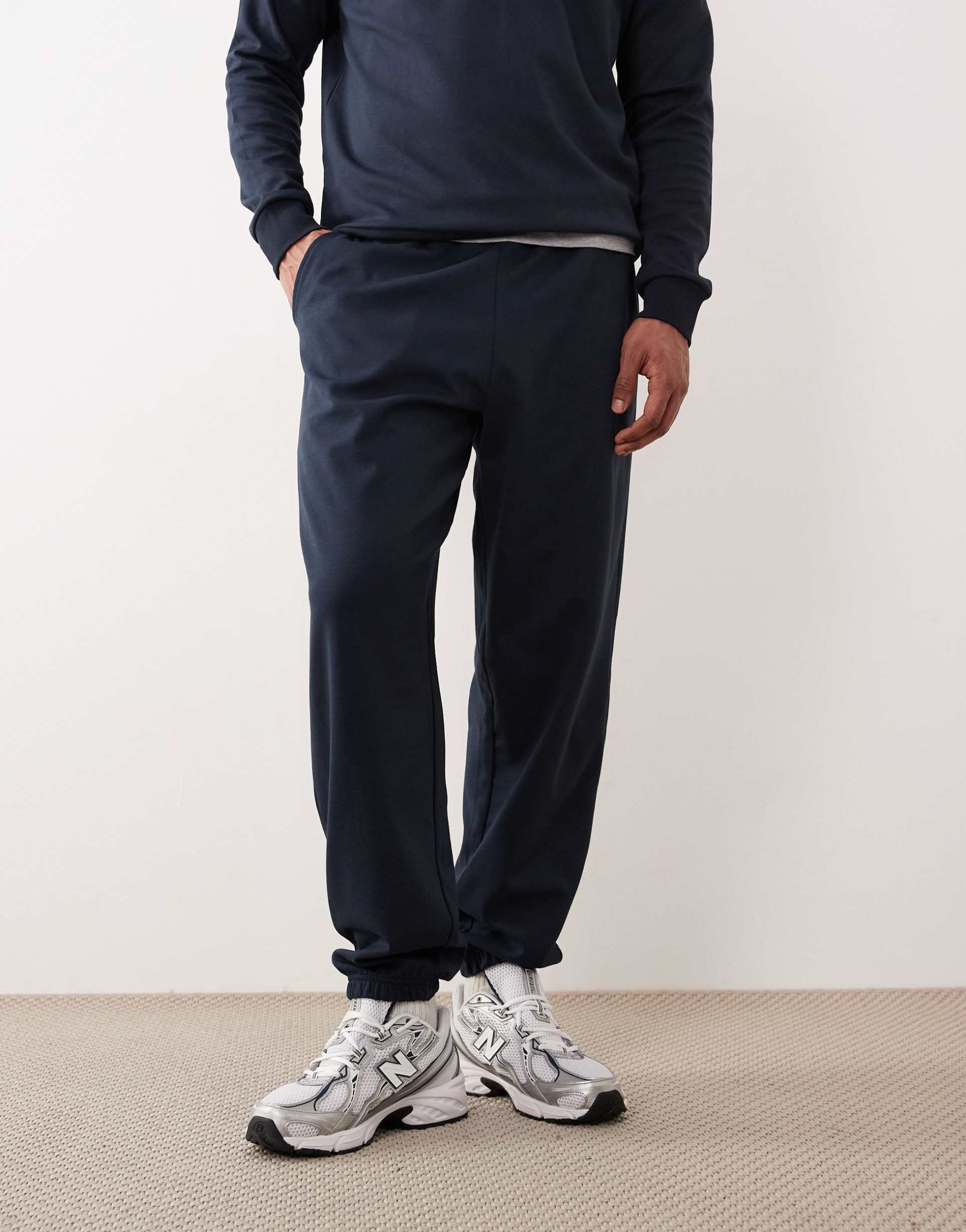 ASOS DESIGN co-ord soft touch oversized joggers in navy - NAVY