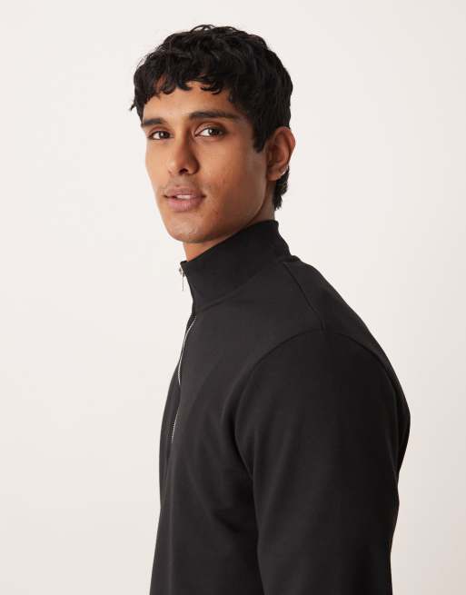 ASOS DESIGN co-ord soft touch quarter zip sweatshirt in black, 4 of 5