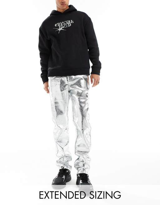 Mens metallic silver store pants