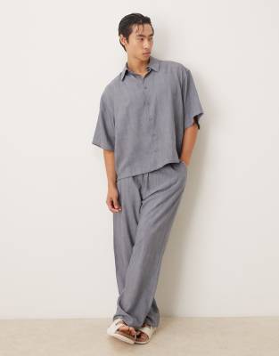 ASOS DESIGN co-ord straight leg textured trousers in blue - view 1