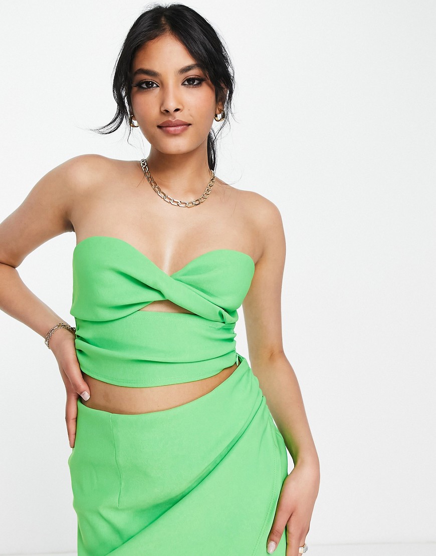 ASOS DESIGN co-ord structured bandeau top in acid green