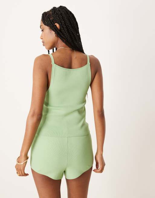 ASOS DESIGN co-ord structured knit cami top in green, 4 of 4