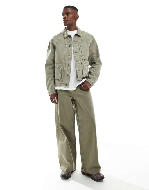 ASOS DESIGN co-ord super baggy jeans in khaki denim